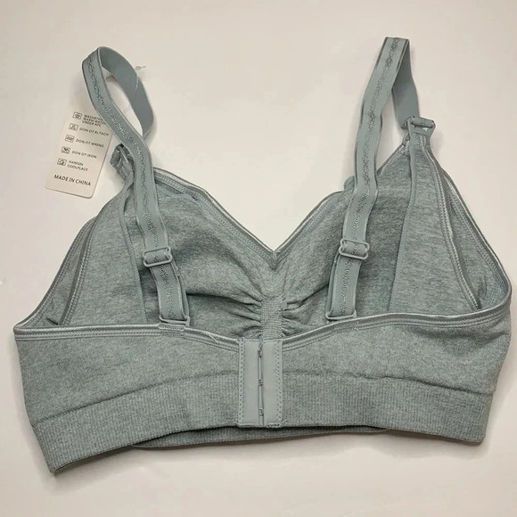 Heather Grey Nursing Maternity Bra Removable Pads Large - Picture 4 of 8